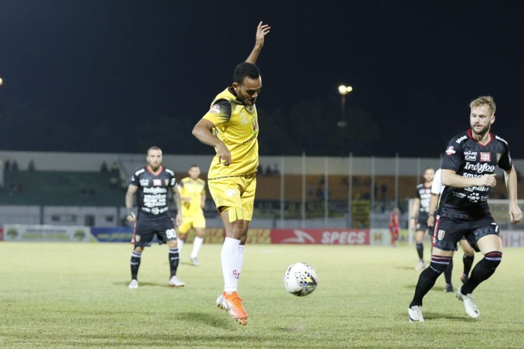 
Laga pekan kedelapan Liga 1 2019 antara Barito Putera vs Bali United, 14 Juli 2019.