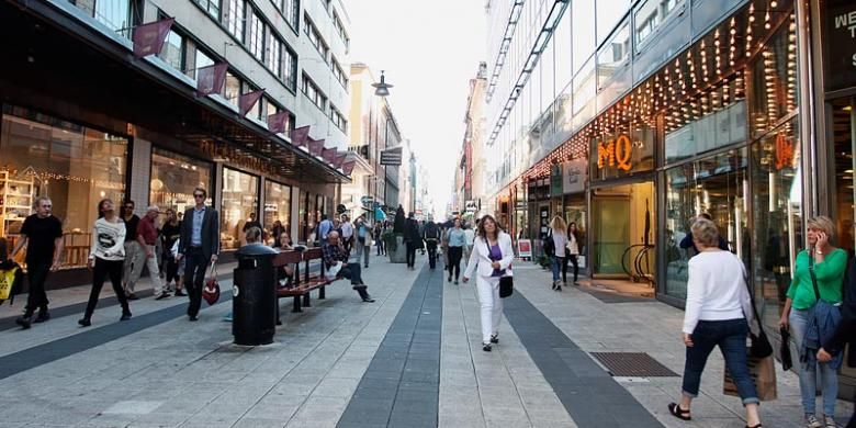Kota Stockholm, Swedia, yang nyaman bagi pejalan kaki.