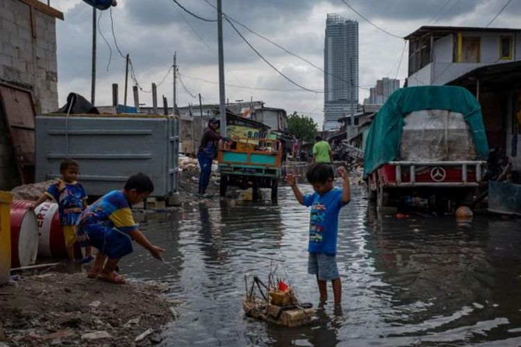 Foto ilustrasi: Genangan air di sebuah wilayah di Jakarta, 10 Februari 2021.