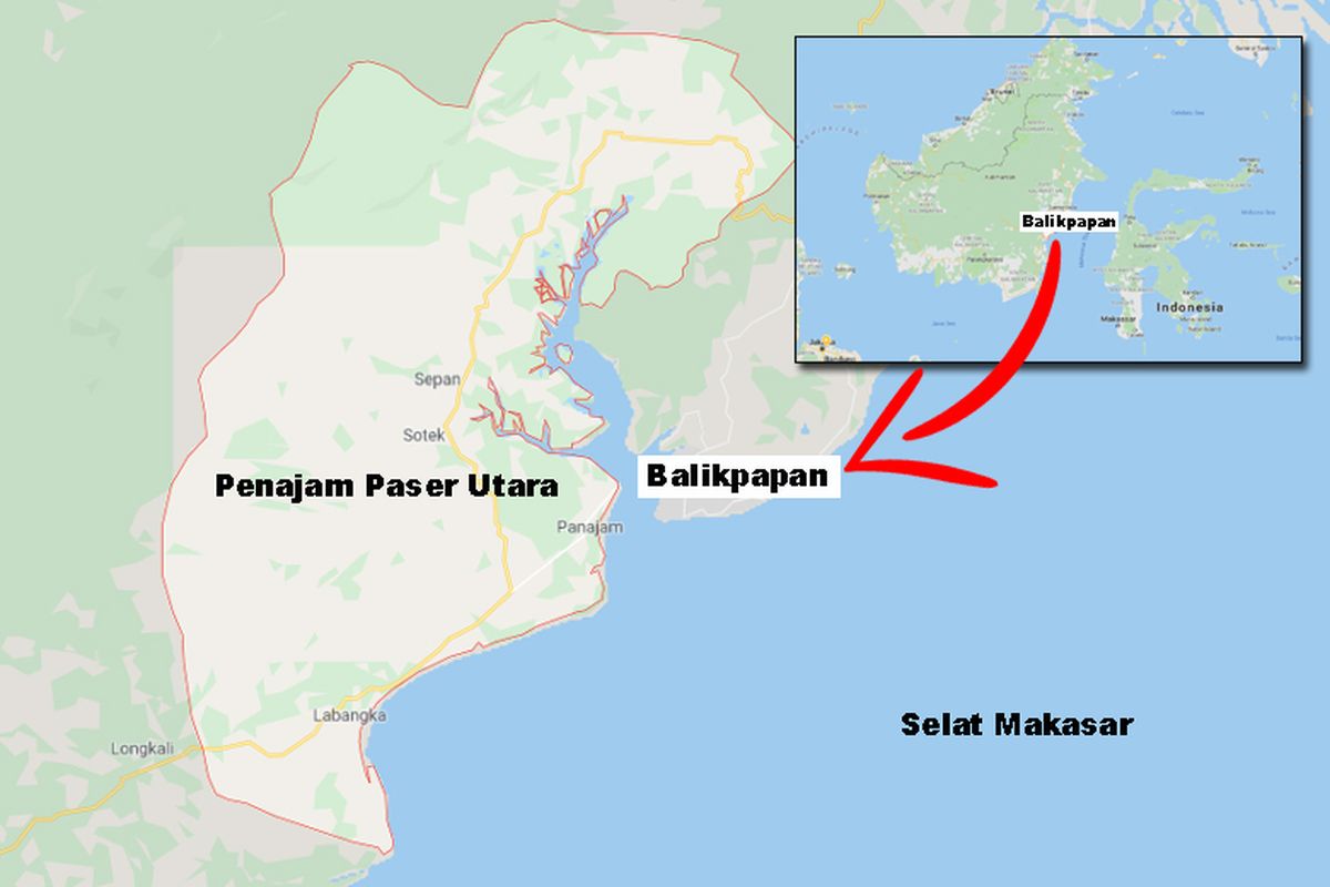 Wilayah Balikpapan dan Penajam Paser Utara dipisahkan oleh selat.