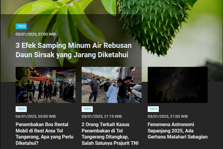 [POPULER TREN] Efek Samping Minum Rebusan Daun Sirsak | Penularan HMPV yang Mewabah di China