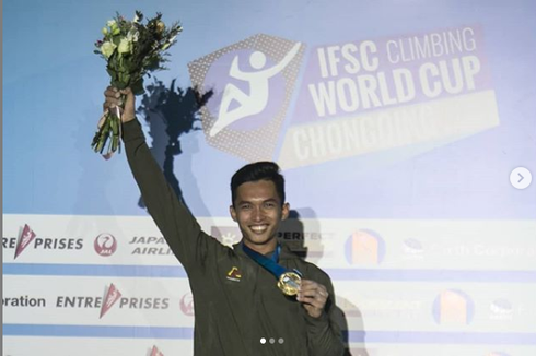 Alfian M Fajri Raih Medali Emas di Piala Dunia Panjat Tebing IFSC 2019