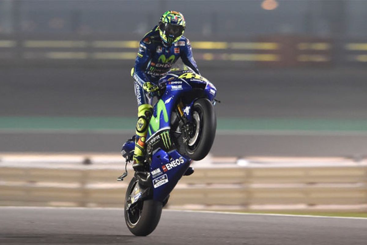 Valetino Rossi berhasil meraih podium ketiga di Qatar, dari start di posisi ke-10.