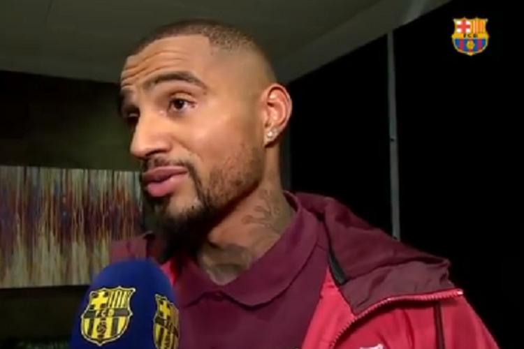 Kevin-Prince Boateng saat diwawancarai Barca TV seusai resmi bergabung dengan Barcelona, 21 Januari 2019. 