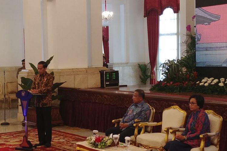 Presiden Jokowi saat  membuka Rapat Kerja Nasional (Rakernas) Akuntansi dan Pelaporan Keuangan Pemerintah Tahun 2017, di Istana Negara, Jakarta, Kamis (14/9/2017). 