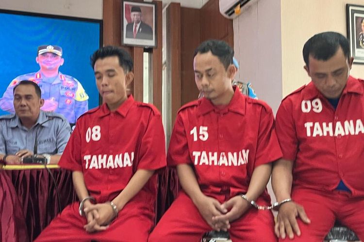 Tiga pengedar narkoba diamankan di Polrestabes Semarang, Senin (20/1/2024).