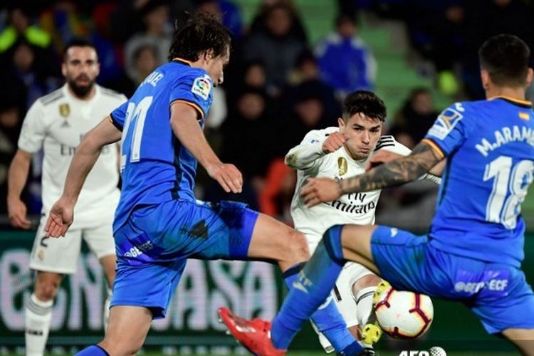 Real Madrid meraih hasil imbang 0-0 melawan Getafe di Liga Spanyol, 26 April 2019.