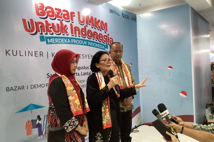 Staf Ahli Bidang Keuangan dan Pengembangan UMKM Kementerian BUMN Loto Srinaita Ginting di Gedung Sarinah, Jakarta, Sabtu (12/8/2023).