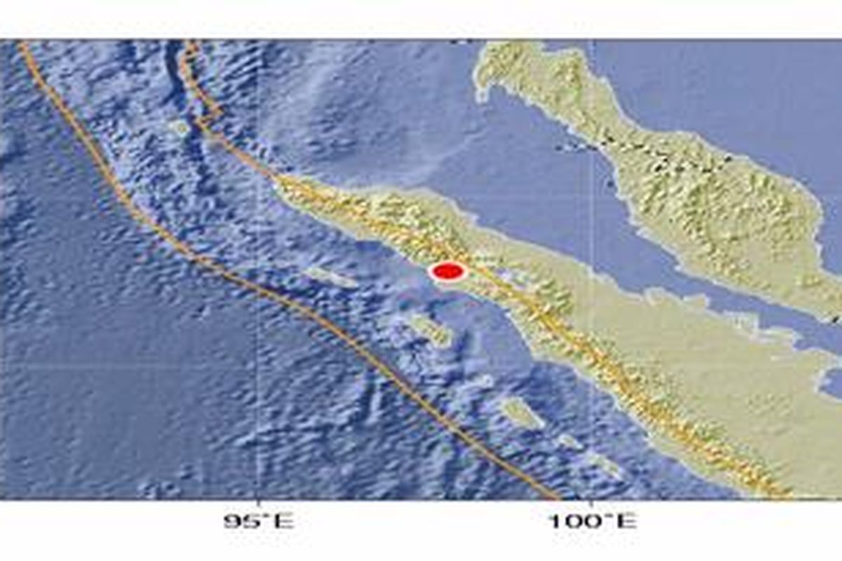 Peta lokasi pusat gempa yang terjadi di Aceh pada Selasa (6/9/11) dini hari.