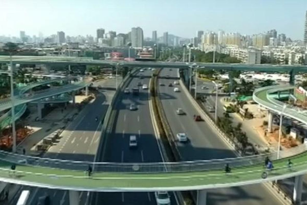 Jalan sepeda layang terpanjang di dunia di Xiamen, China