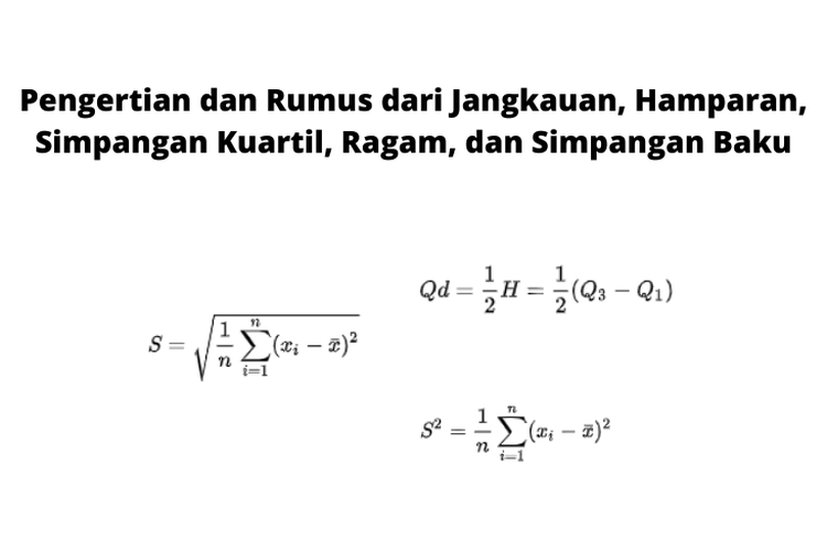 Pengertian dan Rumus dari Jangkauan, Hamparan, Simpangan Kuartil, Ragam, dan Simpangan Baku