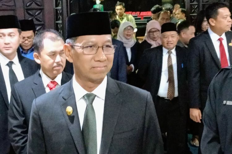 Penjabat (Pj) Gubernur DKI Jakarta Heru Budi Hartono saat ditemui di Gedung DPRD DKI Jakarta, Senin (23/10/2023).