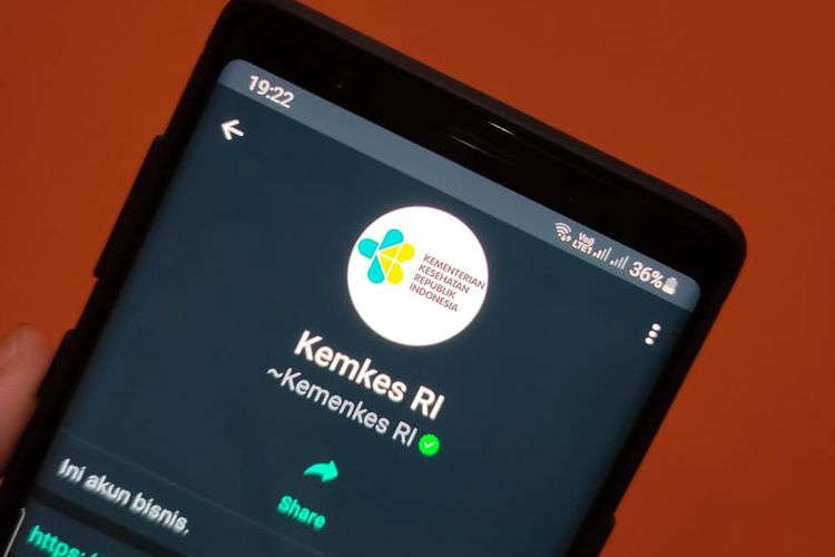 WhatsApp resmi Kemenkes untuk telemedisin gratis bagi pasien Isoman.