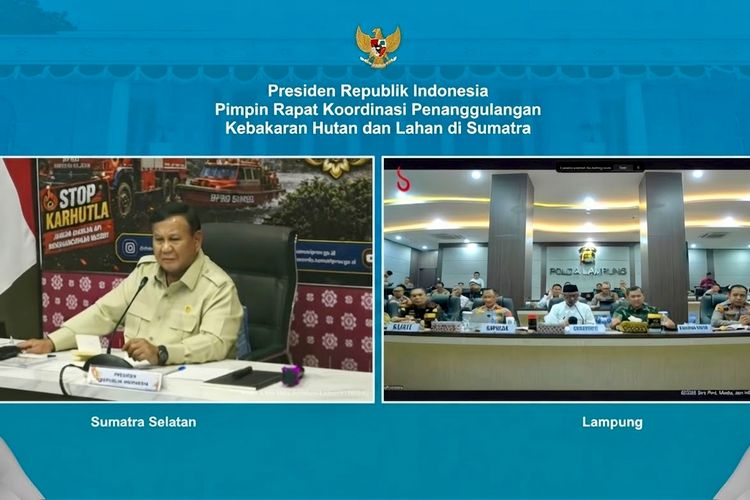 Prabowo Minta Karhutla 100 Hektare di Lampung Segera Dipadamkan, Helikopter dan Pompa Air Ditambah