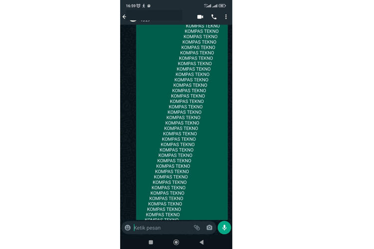 cara membuat scrolling text WhatsApp 