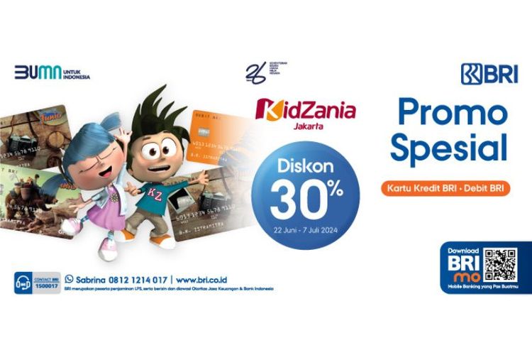 BRI mengadakan promo spesial di KidZania untuk nasabah yang membeli tiket KidZania menggunakan Debit BRI. 