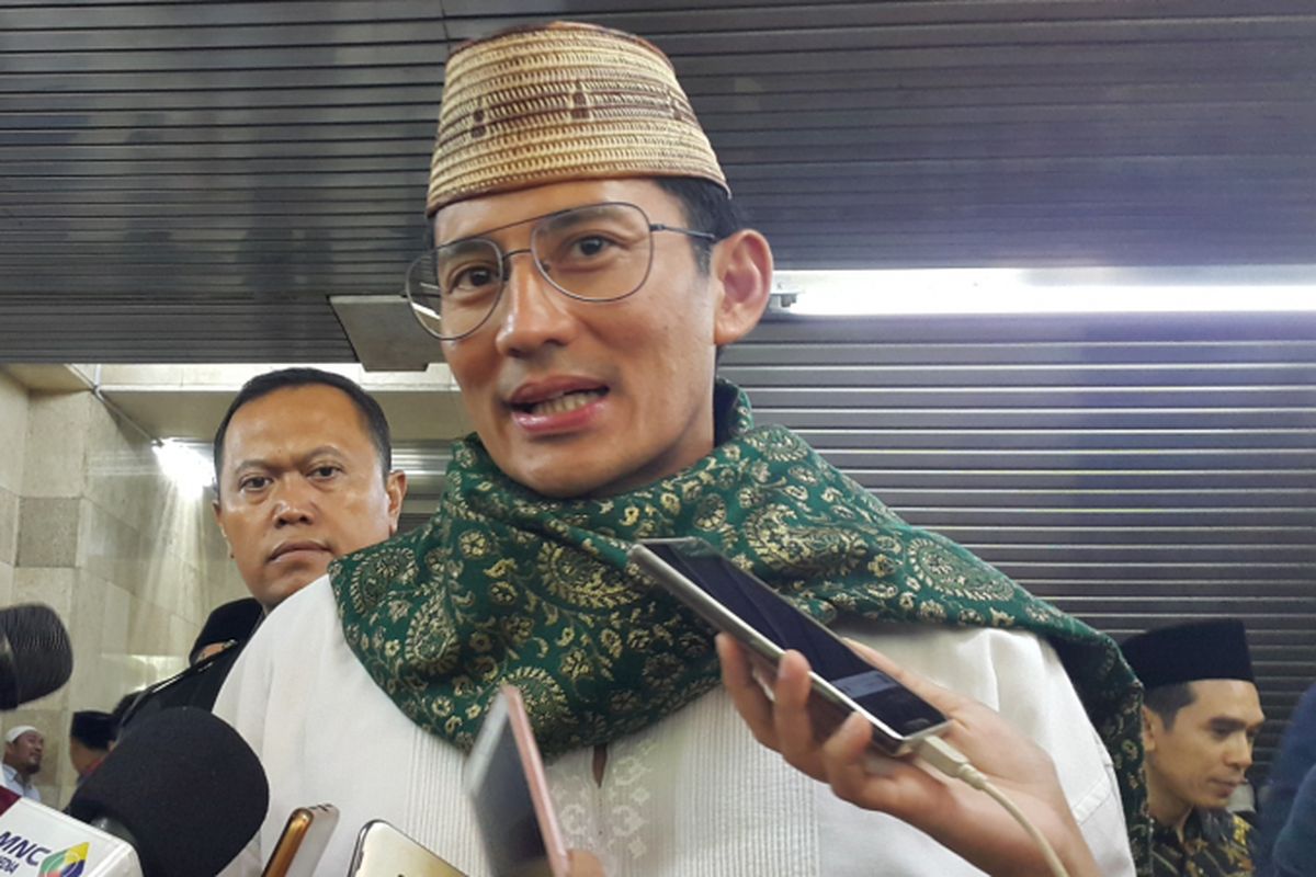 Ustad Yusuf Mansur dan Wakil Gubernur DKI Jakarta Sandiaga Uno di Masjid Istiqlal, Jakarta Pusat, Minggu (22/10/2017) siang.