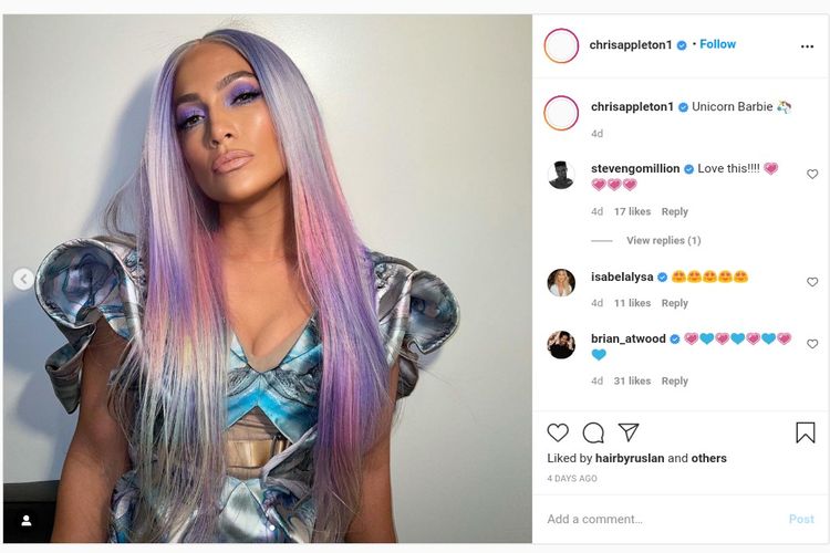 Jennifer Lopez tampil dengan rambut ungu untuk video klip barunya.