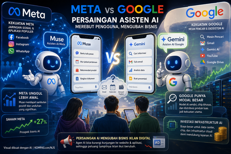 Meta dan Google Bersaing Kuasai AI, Pendapatan Iklan Jadi Taruhan