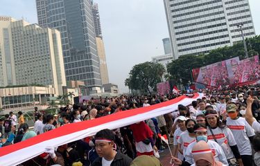 Kirab Merah Putih dalam rangka menjunjung tinggi persatuan dan kesatuan bangsa Indonesia bertema Pulih Lebih Cepat, Bangkit Lebih Kuat digelar pada Minggu (28/8/2022).