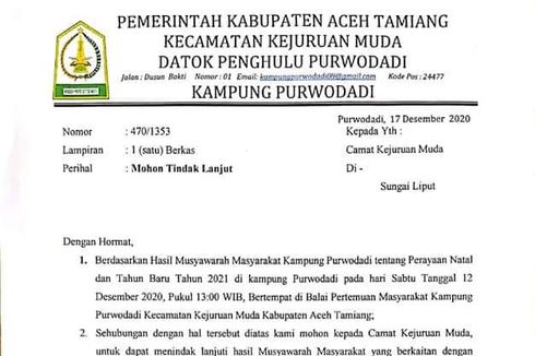 Duduk Perkara Larangan Ibadah Natal di Rumah Warga, Ini Penjelasan Kades di Aceh Tamiang