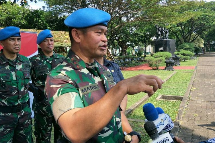 Komandan Paspampres Mayjen Maruli Simanjuntak usai meninjau gelar pasukan Satas Pengamanan Presiden dan Wakil Presiden terpilih.