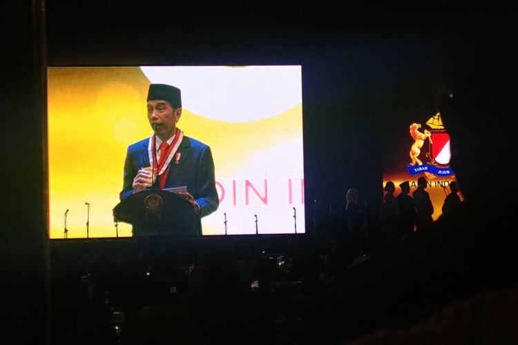 Presiden Joko Widodo menghadiri acara 50 tahun Kadin di Jakarta, Senin (24/9/2018).