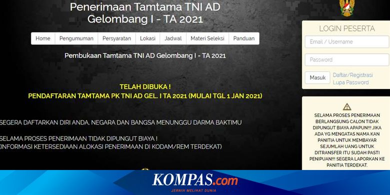Dibuka Rekrutmen Tamtama Tni Ad 2021 Syarat Minimal Lulusan Smp Halaman All Kompas Com