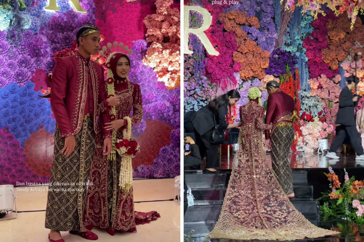 Bek Timnas Indonesia dan Persija, Rizky Ridho menikah dengan Sendy Aulia di Surabaya, Jawa Timur, pada Minggu (22/6/2025) lalu. Busana pengantin yang dikenakan keduanya pun turut mencuri perhatian.