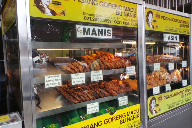 Outlet pisang goreng madu Bu Nanik, di kawasan Tanjung Duren, Jakarta Barat. 