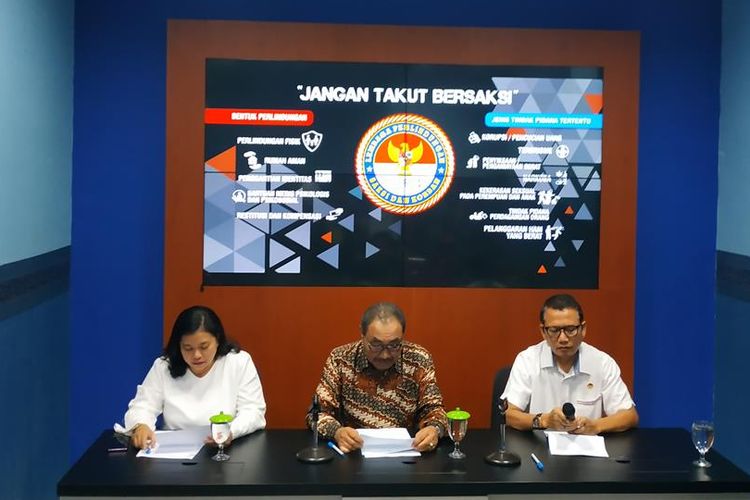 Konferensi pers Lembaga Perlindungan Saksi dan Korban (LPSK) menanggapi permintaan perlindungan saksi sengketa Pilpres 2019, Jumat (14/6/2019).