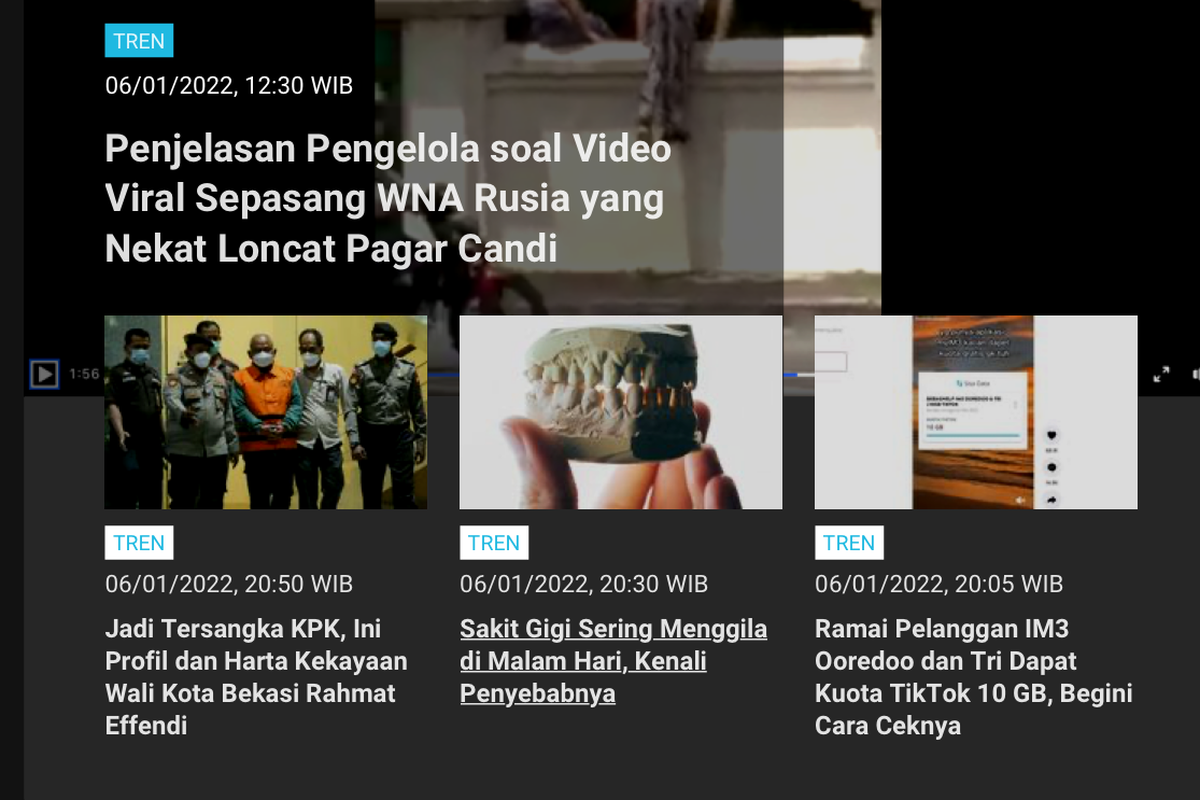 Berita terpopuler Tren hingga Jumat (7/1/2022) pagi.