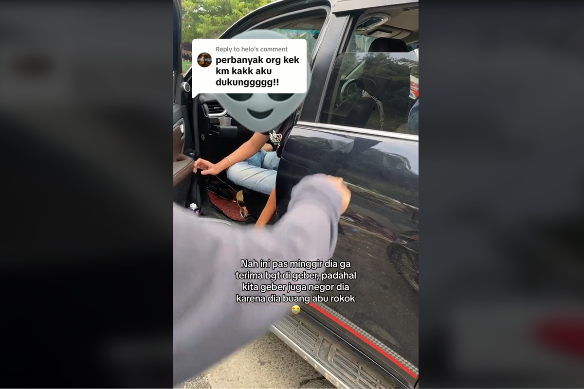 Video viral di media sosial memperlihatkan pengendara sepeda motor yang berboncengan cekcok di jalan dengan pengemudi mobil Toyota Fortuner.