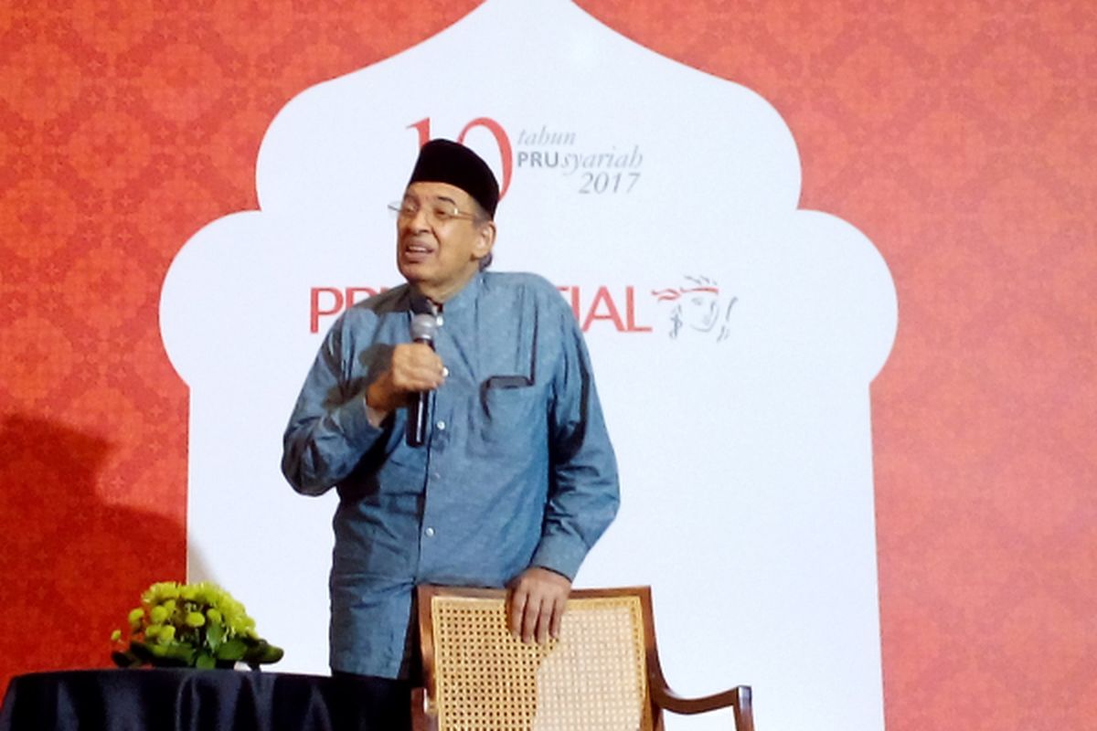 Quraish Shihab menjadi penceramah dalam acara buka puasa Prudential, Rabu (7/6/2017) di Hotel Hermitage, Jalan Cilacap, Menteng, Jakarta Pusat. 