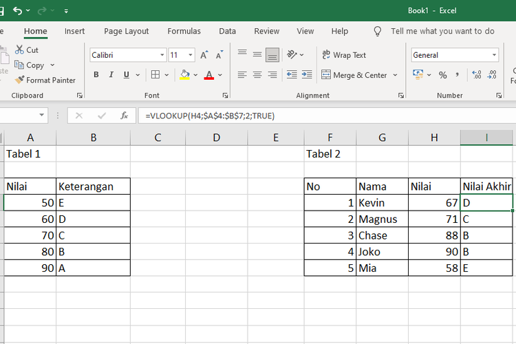 Cara menggunakan rumus VLOOKUP di Microsoft Excel.
