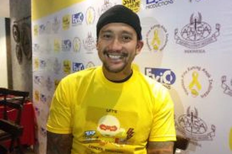 Tora Sudiro hadir dalam jumpa pers Shave for Hope 2015, di Plataran Jakarta Patio, Jakarta Selatan, Selasa (11/8/2015) sore.