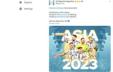 Federasi sepak bola Argentina mengonfirmasi Argentina melawan Indonesia pada 19 juni 2023.