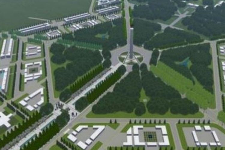 Desain pusat ibu kota baru sebagaimana dirancang Kementerian PUPR. 