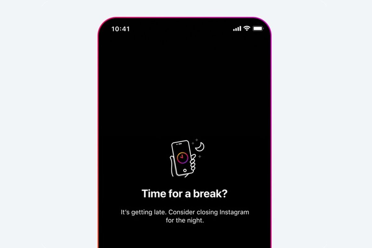 Ilustrasi fitur peringatan istirahat malam hari di Instagram