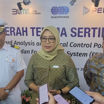 Direktur Usaha Angkutan Penumpang Pelni Nuraini Dessy saat ditemui di kawasan Pelabuhan Tanjung Priok, Jakarta, Jumat (3/11/2023).