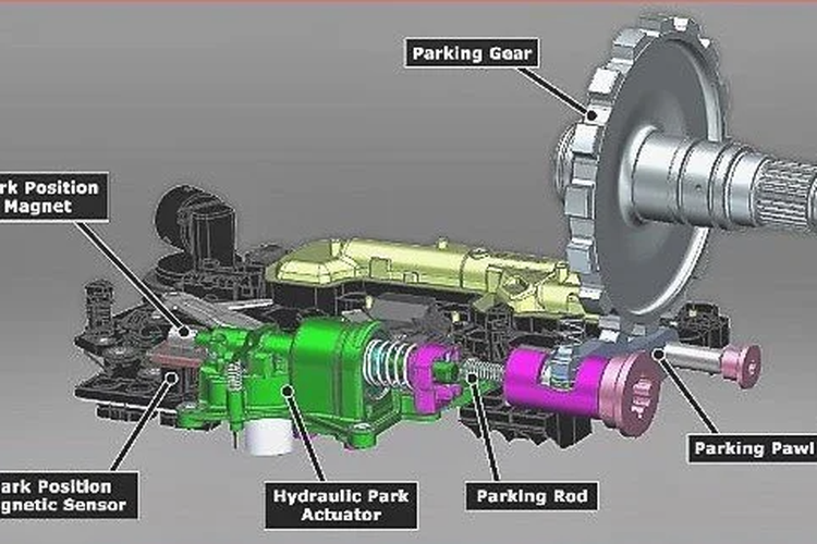 Ilustrasi parking pawl pada transmisi matik
