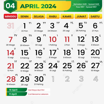 Kalender Bulan April 2024