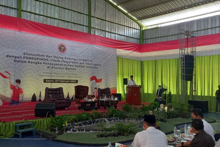 Kepala Badan Nasional Penanggulangan Teroris (BNPT) Boy Rafli Amar saat dialog Kebangsaan di Kabupaten Lebak, Provinsi Banten, Senin (7/2/2022).
