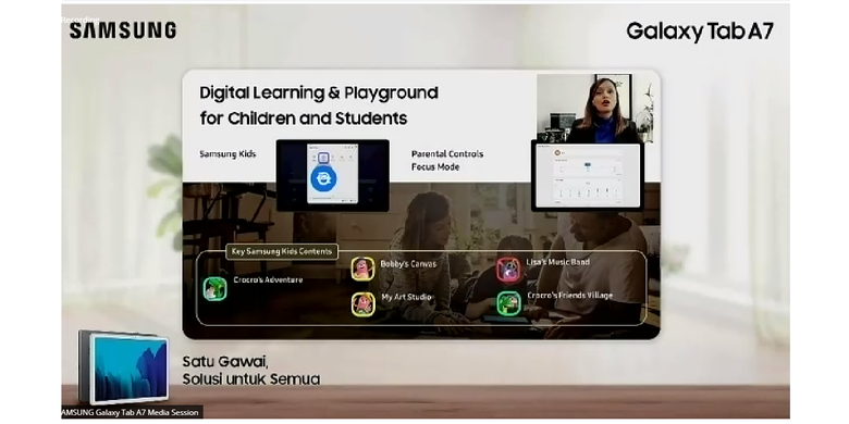 Product Marketing Professional Samsung Electronics Indonesia, Elvira Dwi Anggraeni dalam acara media session Galaxy Tab A7, Jumat (6/11/2020)