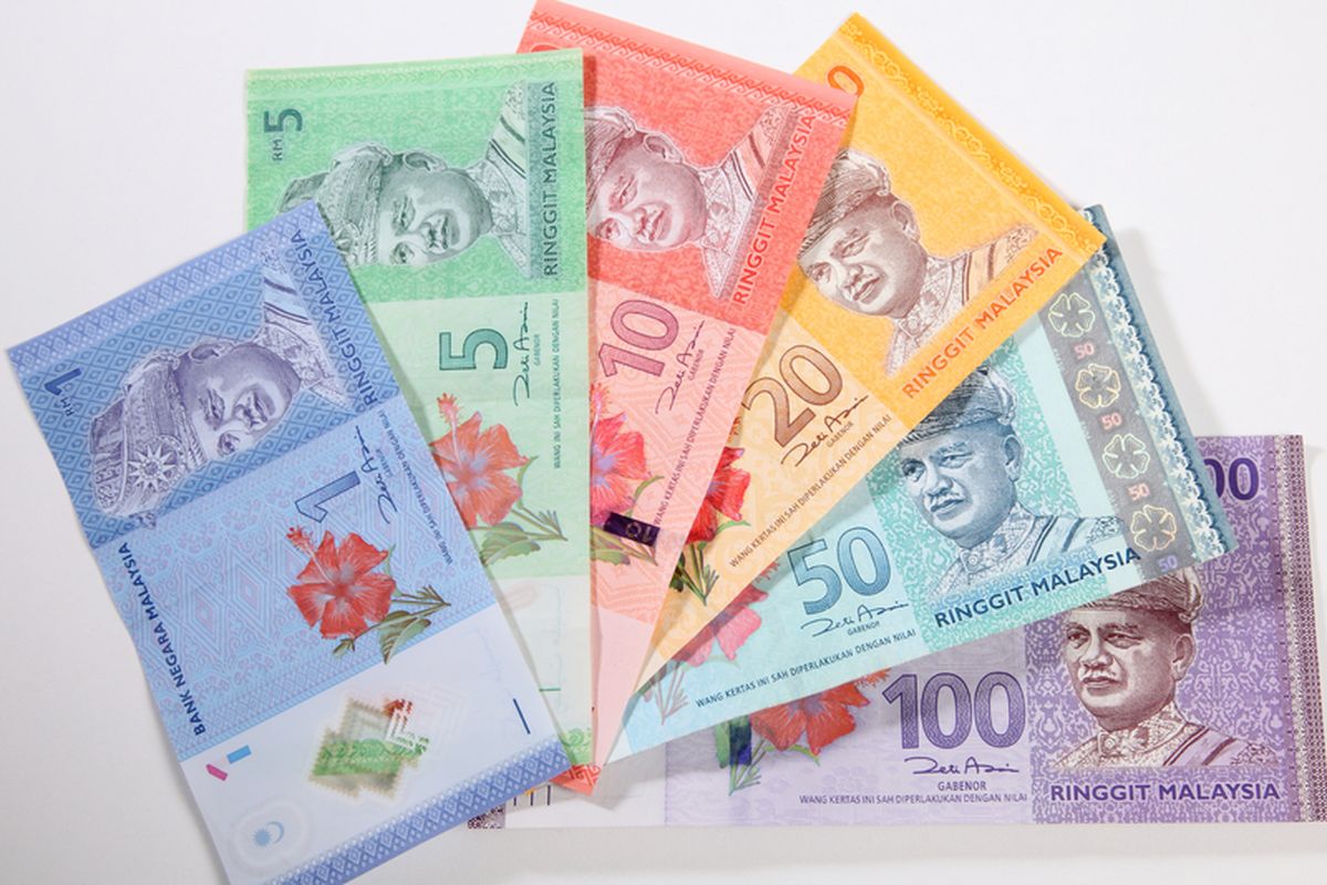Ilustrasi mata uang ringgit Malaysia. 