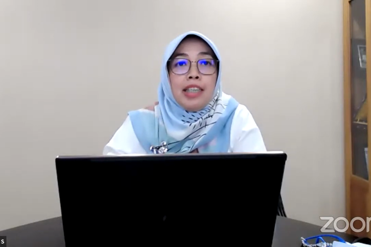 Sekretaris Utama LIPI Nur Tri Aries S saat memberi sambutan acara Talk to Scientist bertema 'Talenta Perempuan untuk Kemajuan Riset Indonesia' dalam rangka peringatan Hari Kartini, Rabu (21/4/2021).