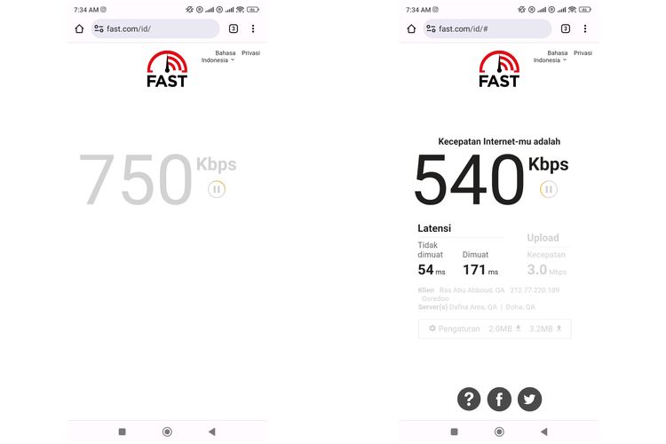 Pengujian kecepatan internet WiFi 6 di Bandara Internasional Hamad Doha.