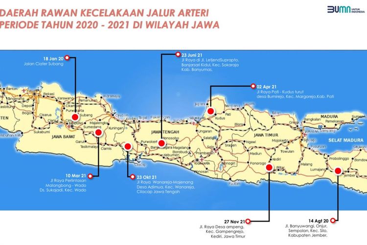 Ini Peta Daerah Rawan Kecelakaan Jalur Tol Dan Jalan Arteri Pulau Jawa