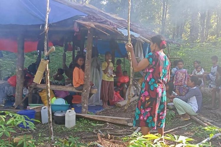 Sejumlah pengungsi korban gempa di Kecamatan Tehoru, Kabupaten Maluku Tengah masih tetap bertahan di hutan, Kamis (17/6/2021)