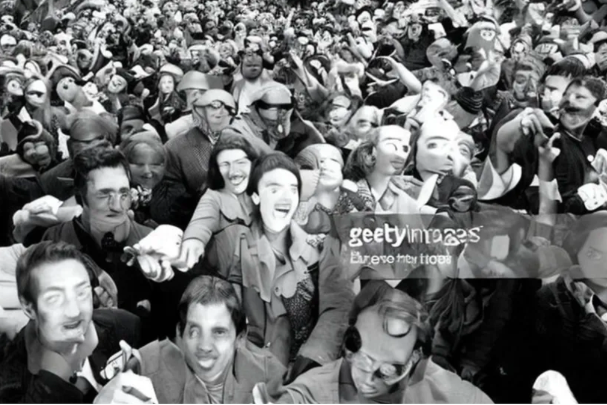 Tampilan hasil gambar bikinan tools AI milik Stability AI, Stable Diffusion yang merupakan hasil daur ulang dari gambar milik Getty Images. Indikasinya, ada watermark Getty Images yang terdistorsi dalam gambar tersebut.